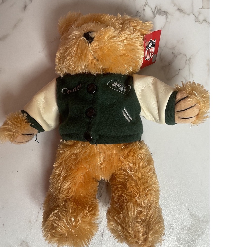 NFL Plush Teddy Bear Unisex 9in Green New York Jets Varsity Jacket Coach
